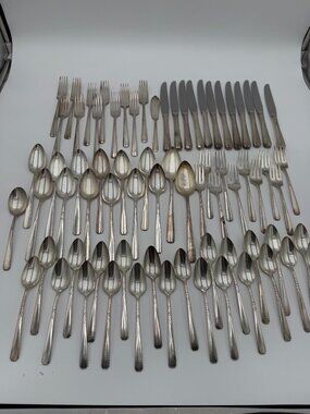 Vintage Oneida Rogers Silver Plated Flatware Set Brookwood Banbury 72 Pcs Set Si